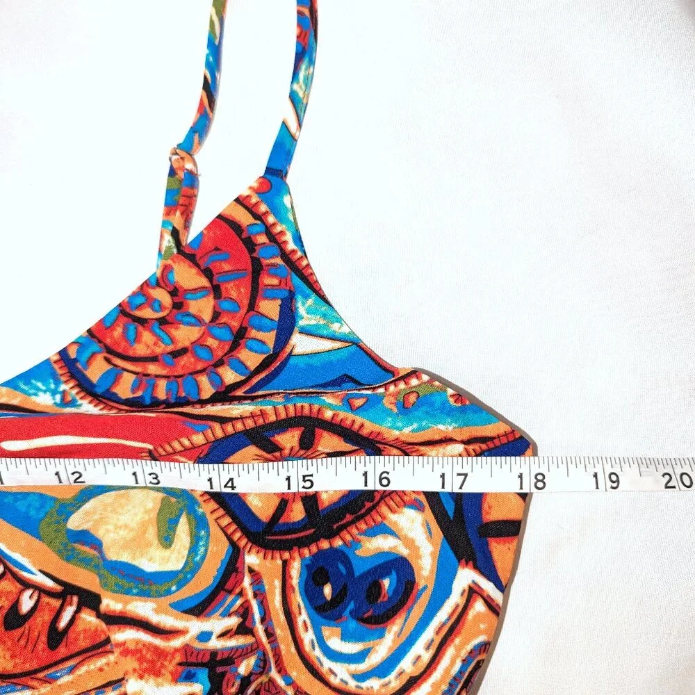 NWT Cupshe | Abstract Rhythm Multicolor Maxi Dress Orange & Blue | Size Large - Picture 14 of 14